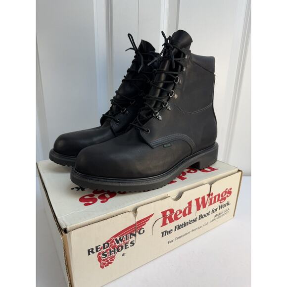 RED WING Black SOFT TOE MENS WORK BOOTS - SIZE 11.5 D - NWB Vintage